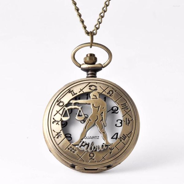 Taschenuhren Mode Golden Gear Bronze Uhr Antike hohle griechische Ziffern Luxus Geschenk Halskette Kette Anhänger