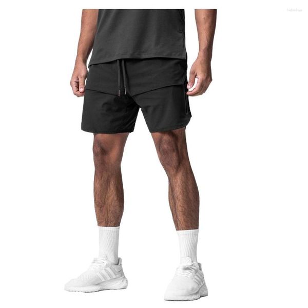 Shorts de corrida masculino academia musculação jogging treino masculino roupa de praia esporte respirável malha de secagem rápida