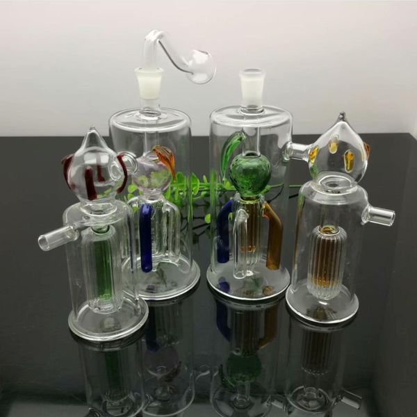 Glaspfeifen Rauchen geblasener Wasserpfeifen Herstellung mundgeblasener Bongs Neue Erdbeer-Silent-Twin-Glas-Wasserrauchflasche