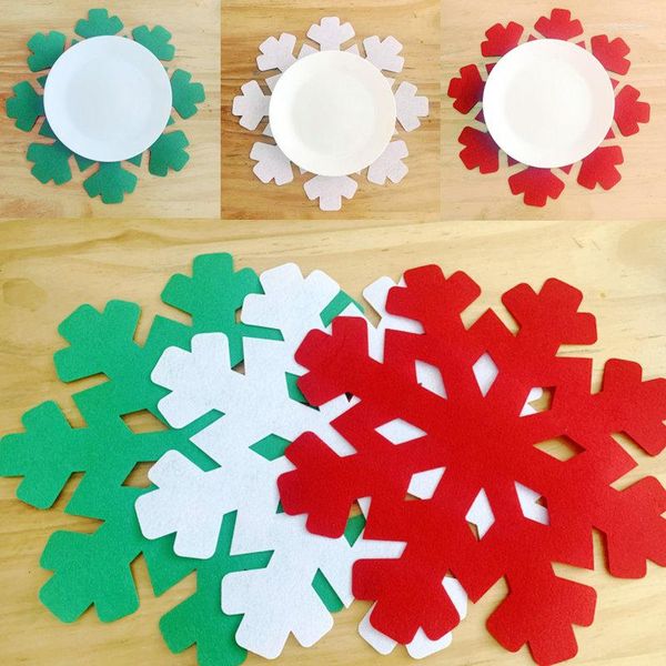 Tovagliette Tovaglietta natalizia Set da 6 pezzi Tappetino per piatti con fiocchi di neve Decorazione per feste autunnali Forniture Decorazioni per il desktop Decorazioni per la cena a casa