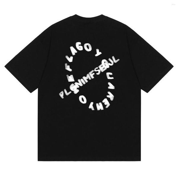 Camisetas Masculinas Letras LACIBLE Gráfico Harajuku Missing Streetwear Oversized Solto Casual Algodão Camisetas Masculinas Verão Manga Curta