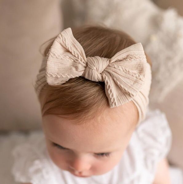 Weiches Nylon-Kinder-Stirnband, 5 Stück/Set, Baby-Schleife, elastisches Bandana, Baby-Stirnbänder, Mädchen-Haarbänder, Haar-Accessoires