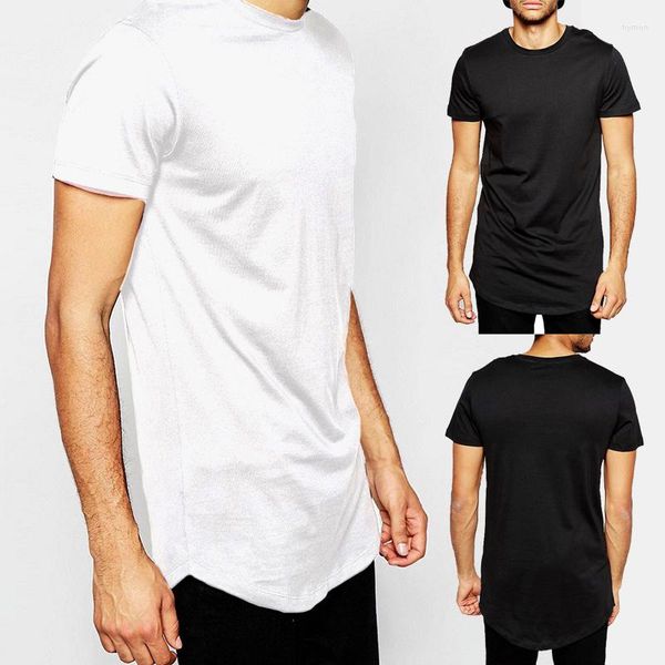 Männer T Shirts Mode Hip Hop T-shirts Solide Swag Saum Streetwear Farbe Lose Kurzarm Shirt Tops T Männliche oansatz Kleidung