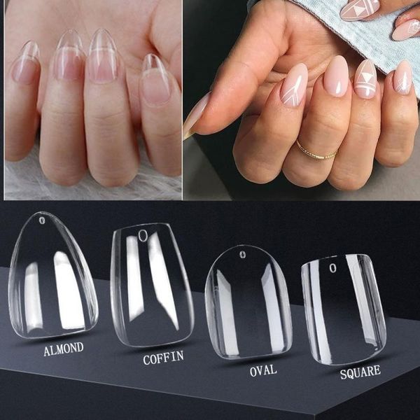 Unghie finte 360pcs bara mandorla quadrato ovale largo gel breve pressione sulle punte dito artificiale nail art punta salone manicure fornitura