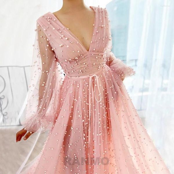 Платья для вечеринок Ranmo 2023 Элегантный розовый тюль
