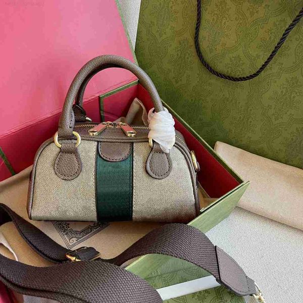 Designer-Taschen Kleine Bowling-Einkaufstasche Unisex Berühmte Marke Schulterhandtasche Lässige Mode Frauen Braune Brieftasche Textilstreifendruck Brief