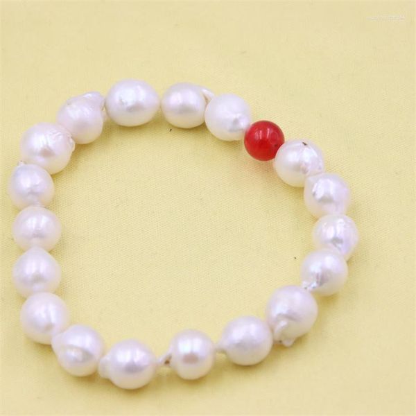 Pulseiras DIY Branco Redondo Gota d'Água Barroco Água Fresca Pérola Elástica Corda Jóias Para Mulheres Vintage Elegante Minimalista Charme