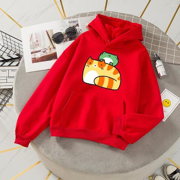 Felpe con cappuccio da donna Felpa con cappuccio rana Felpa con cappuccio da donna Streetwear coreano Pullover estetico da donna Kawaii Cartoon Giacca spessa con coulisse