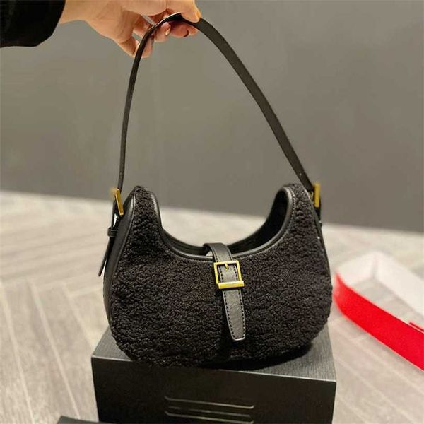 Top Shopping Bags Ysbag Loulou Lã de Ovelha Bolsa de Ombro de Pelúcia de Inverno Tote Bag Feminina Designer Handle Purse 220929