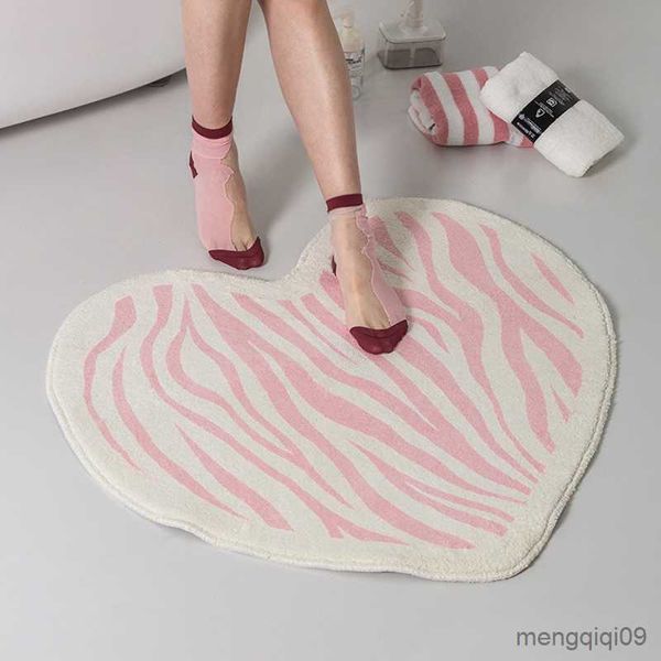 Tapetes para casa festivo rosa em forma de coração tapete menina quarto cabeceira tapetes casamento sala de estar decoração do banheiro tapete R230726