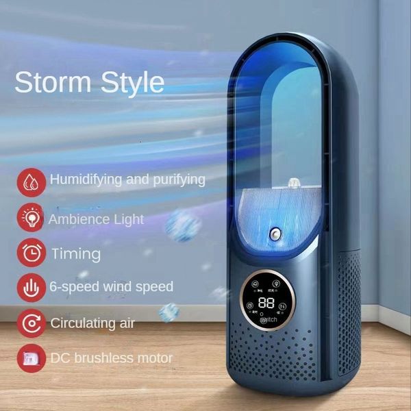 Outros Home Garden Portable USB Air Cooler Blade Ventilador Elétrico 6 Velocidade Silencioso Temporizador Condicionado Resfriamento Umidificador 230725