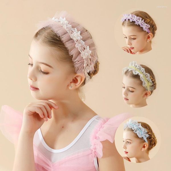 Abbigliamento da palcoscenico Copricapo per bambini Danza Prestazioni professionali Capelli Pizzo Cerchi di perle Accessori per balletto Ballerina