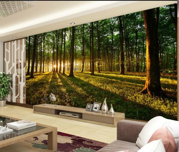 Papéis de parede CJSIR Po Papel de parede Cenário natural Floresta Árvore grande Fundo de TV Sofá de parede Decoração de casa 3D
