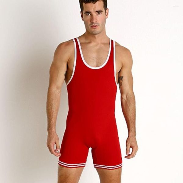 Ensembles de course Pro hommes sans manches classique lutte Singlets costume boxe Skinsuit haltérophilie vêtements Gym entraînement Match collants