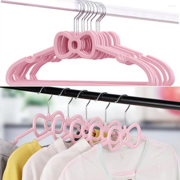 Kleiderbügel 10 Stück Schleife Mädchen Anti-Rutsch-Kunststoff Slim Closet Drehhaken für Kinder Erwachsene Zuhause Schlafsaal Verwendung
