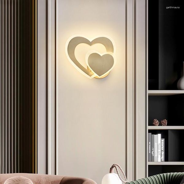 Lampade da parete SAROK Applique a LED moderne a forma di cuore in rame a forma di cuore 220V Nordic decorative per soggiorno sul comodino