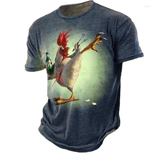 Camiseta Masculina 2023Unissex Animal Rooster Impressão 3D Engraçada Camiseta Verão Casual Manga Curta Top Oversized Respirável Camiseta Masculina