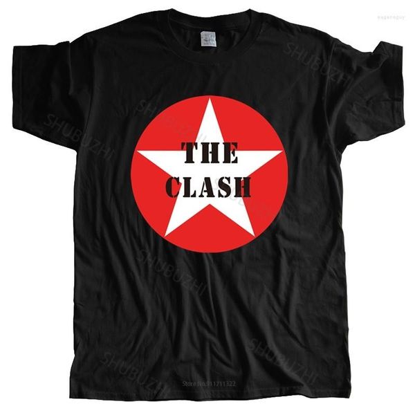 T-shirt da uomo T-shirt girocollo da uomo Design A Shirt Clash Star Logo Tshirt da uomo in cotone estivo taglia Euro nera