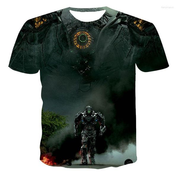 Erkek Tişörtleri Moda Yaz Men Tshirt Mecha 3D Baskı T-Shirt Nefes Alabaca Sokak Giyim Kafatası Sıradan Gömlek XXS-6XL