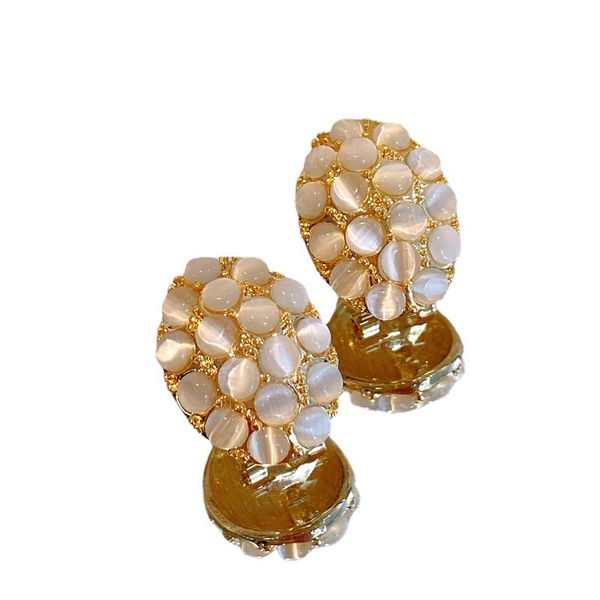 Ohrringe Designer Mode Trendy Französisch Vintage Premium Gold Katzenauge Stein Oval Silber Nadel Weibliche Minderheit Persönlichkeit Design Temperament Ohrringe