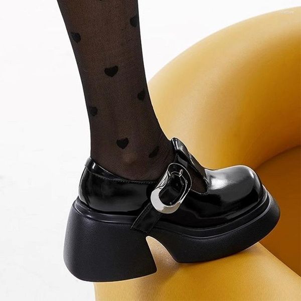 Scarpe eleganti Tacchi altissimi Mary Jane Fashion Women Pu Leather Platform Buckle Sexy Zapatos Mujer Autumn Pumps