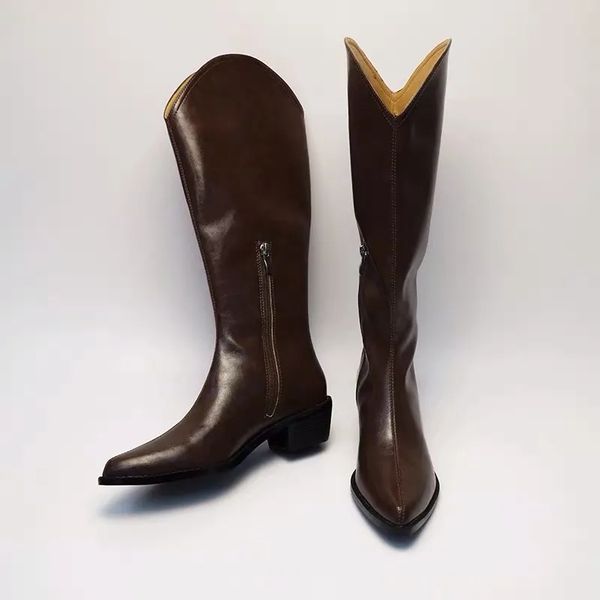 Идеальный париж Франция Изабель обувь дензи замшевые ковбойские сапоги в стиле колена в западном стиле, кожа