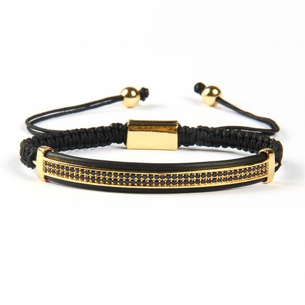 ВСЕГО 10 шт. Модные мужские ювелирные изделия Micro Pave Brass Black Cz Double Long Tube Watch Protector Bracelets1922