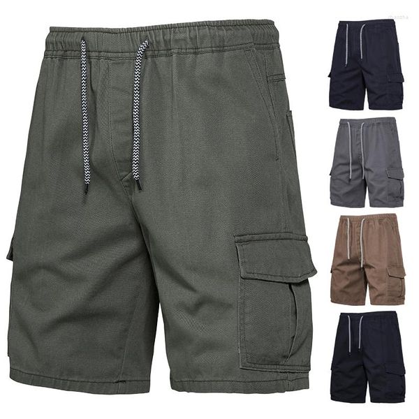 Herren-Shorts, Freizeithose, Sommer, Baumwolle, Cargo, lose, große Größe, elastische Taille, Laufsport, Trend, mehrere Taschen