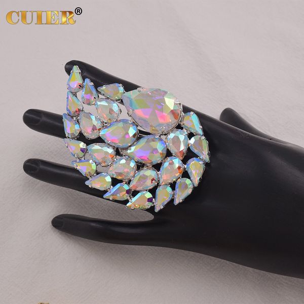 Fedi nuziali CUIER 8cm Anelli goccia d'acqua di dimensioni enormi per le donne Bling bling Gemma di vetro Gioielli da sposa Moda TV show gioielli 230726