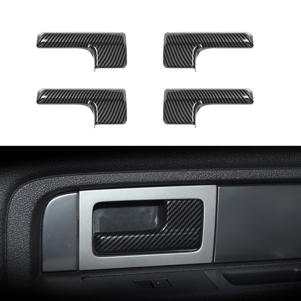 Acabamento interno da maçaneta da porta para Ford F150 Raptor 2009-2014 fibra de carbono 4PCS235P