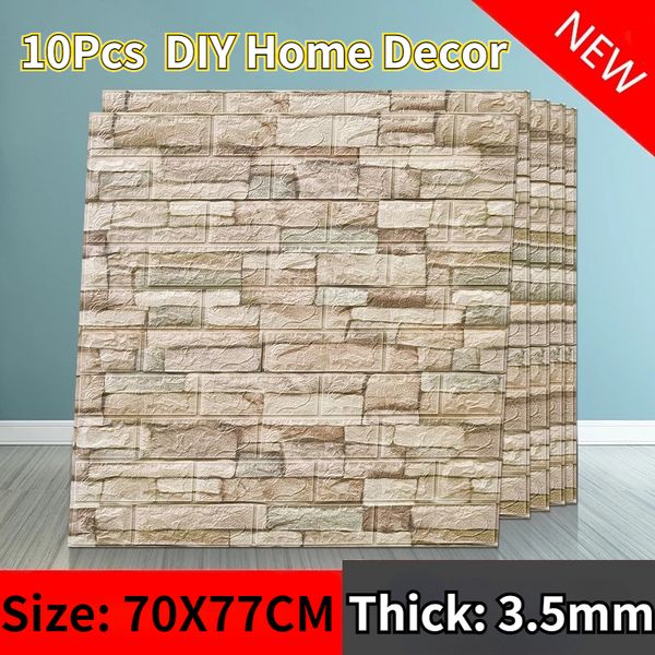 3D Wall Panel 10pcs 3D carta da parati autoadesiva imitazione mattoni camera da letto adesivo decorazione carta impermeabile mattone carta da parati spessa 230726