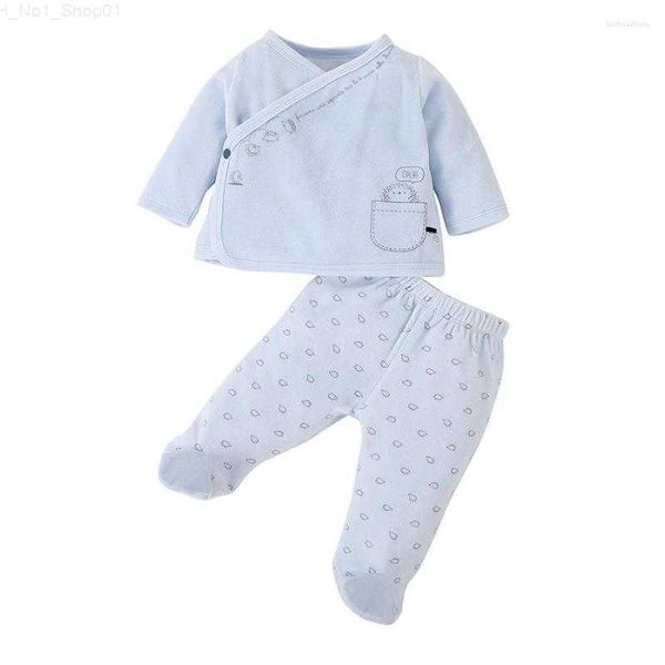 Conjuntos de roupas Conjuntos de roupas para bebês 2 peças, nascido, menino, menina, manga comprida, veludo, blusa e calça com pés, infantil, outono, inverno, roupas 0-9M Z230726