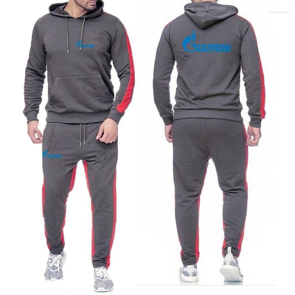 Erkeklerin Tracksits Rusya Gazprom 2023 İlkbahar ve Sonbahar Tarzı Hoodies Swearpant Setleri Harajuku Ceketler Açık havada spor sporları rahat takım elbise