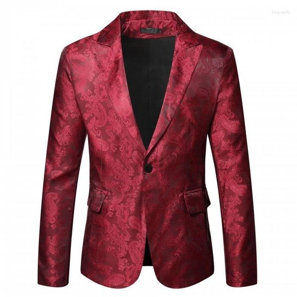 Abiti da uomo Primavera e autunno Blazer casual Giacca da festa Moda di fascia alta Blazer floreali rossi di lusso Business