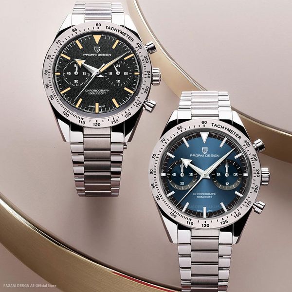 Outros relógios 2023 PAGANI DESIGN Retro Wide Luxury Quartz Watch para homens Sport Speed Chronograph VK64 Movt AR Sapphire Glass 230725