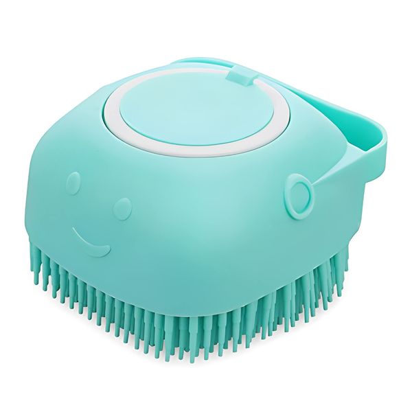 Escova de banho para cães e gatos, pente de borracha de silicone, escova de massagem para animais de estimação, pêlos, escova de limpeza, dispensador de xampu macio para cães e gatos de cabelos curtos e compridos.