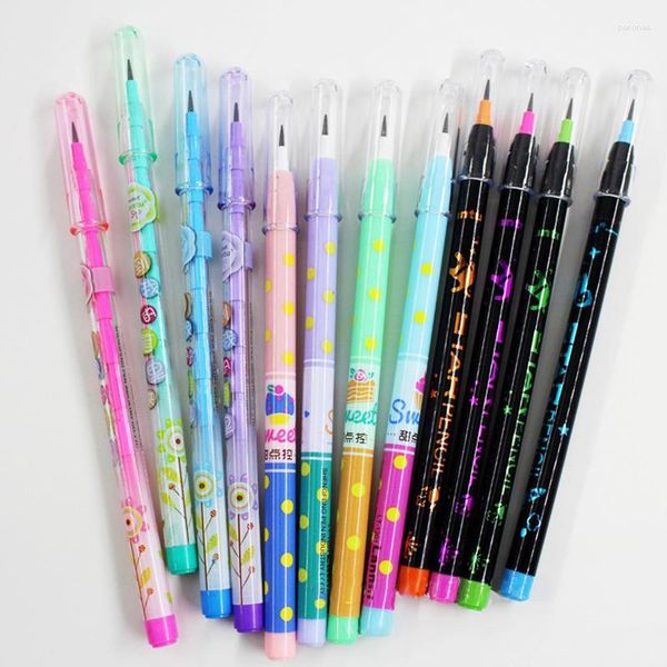 4 pçs/conjunto Kawaii Lápis Não Afiar Recargas Substituíveis Canetas Mecânicas Automáticas Coreano Artigos de Papelaria Material de Escritório