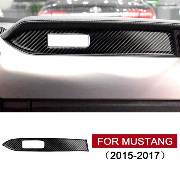 Ford Mustang Araç Çıkartmaları Otomobil Styling için Gerçek Karbon Fiber Araba Gösterge Tablosu Dekorasyon Şeridi 2015 2016 2017 Otomatik İç Accessorie256W