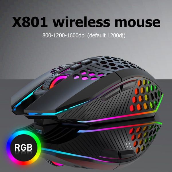 mouse da gioco ricaricabile 2.4g mouse wireless 8 tasti 1600 dpi mouse da gioco ergonomico regolabile retroilluminato a led rgb per pc portatile