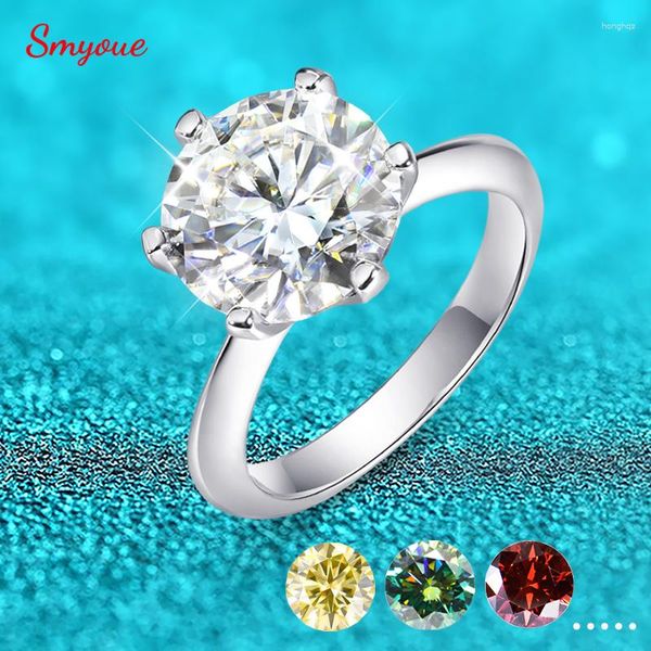 Cluster Rings Smyoue 5CT 3CT D Cor Moissanite Diamante Noivado Para Mulheres Verde Vermelho Lab Band 925 Jóias de Prata Esterlina GRA