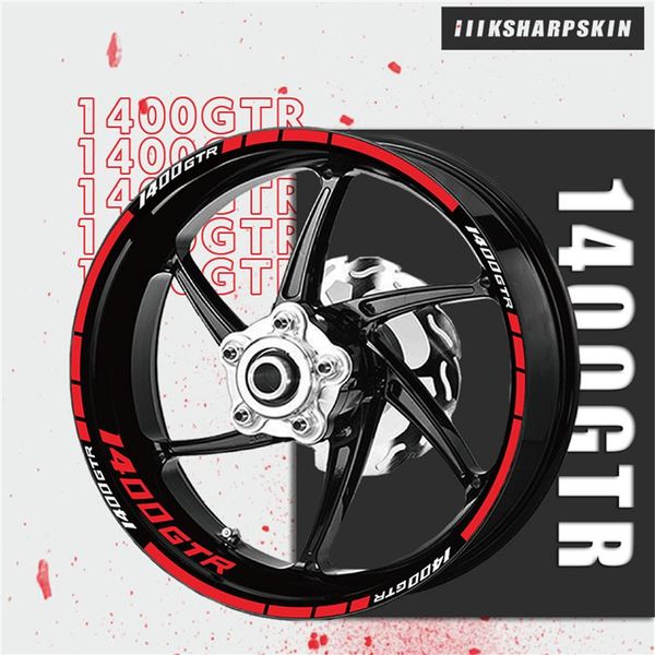 Aro da motocicleta adesivos decorativos à prova d'água noite reflexivo aviso de segurança decalque listrado fita impermeável para KAWASAKI 1400GTR 1274y