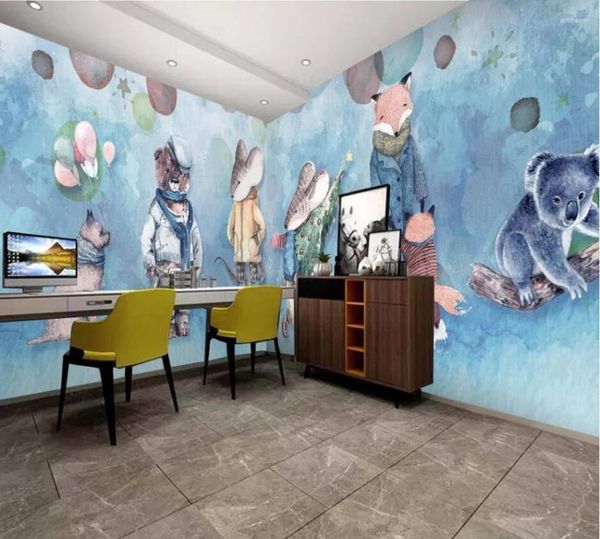 Papéis de Parede CJSIR Papel de Parede Personalizado Mural Quarto Infantil Desenho Animado Floresta Animal Rato Casa Inteira Fundo Parede Papel De Parede