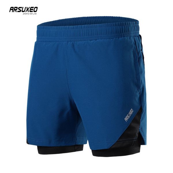 ARSUXEO Herren-Laufshorts, 2-in-1, mit mehreren Taschen, für Fitnessstudio, Training, Übung, kurze Hosen, Jogging, Sportshorts, schnell trocknend, atmungsaktiv