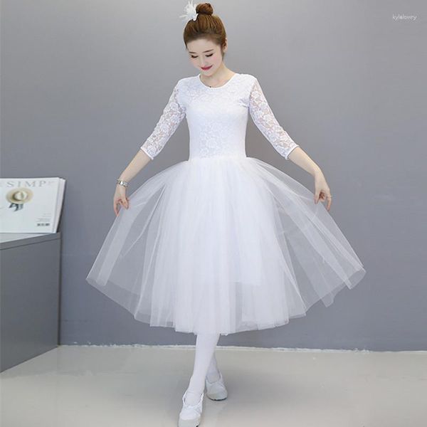 Abbigliamento da palcoscenico Gonne lunghe da balletto in tulle per donne Adulti Costume da lago dei cigni Vestito da tuta da ballerina Abiti romantici per ragazze