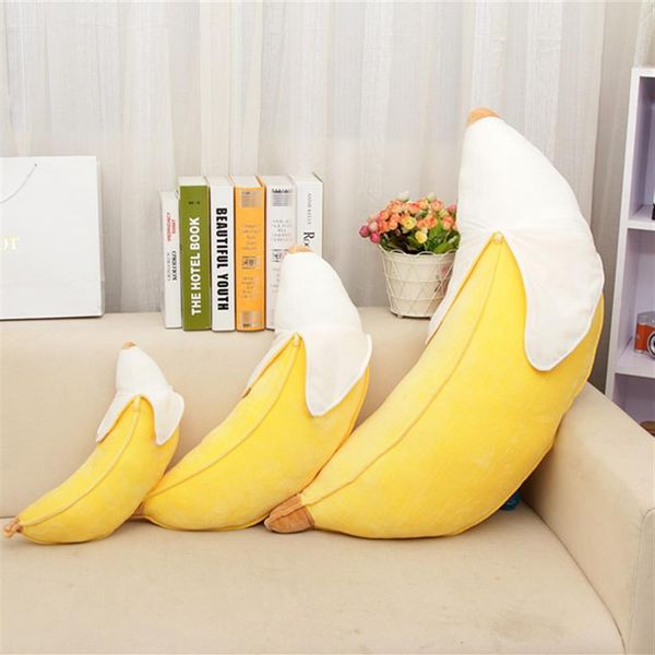 Almofada de banana de descascamento longo almofada de brinquedo de pelúcia fofa almofada decorativa para sofá ou carro almofada de decoração criativa para casa 253W