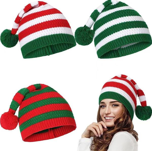 Örme Çocuklar Noel Şapkası Sevimli Noel Ebeveyn-Çocuk Şapkası Pompom Yetişkin Çocuk Yumuşak Beanie Santa Cap Yeni Yıl Parti Çocuk Hediyesi