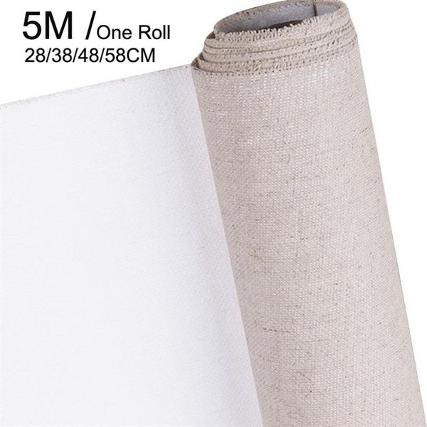 Tela em branco profissional para pintura Camada Acrílico pintura a óleo lona Mistura de Linho Material de arte preparado para artista 5M One Roll2909