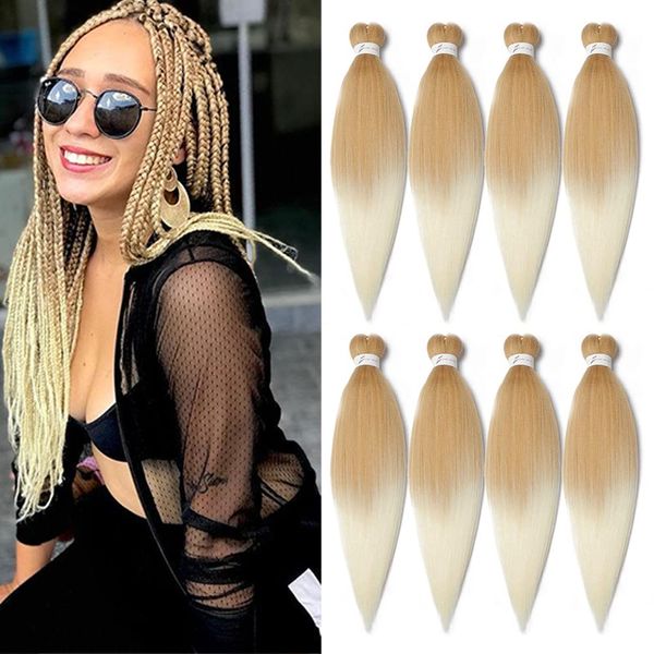 Cabelo de trança fácil Ombre pré esticado 26 Polegada Textura Yaki Crochê Tranças Definição de Água Quente Extensão de Cabelo Sintético 90g/pçs E2