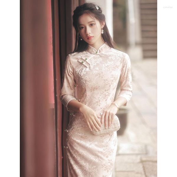 Этническая одежда Улучшена Cheongsam 2023, давняя осенняя зимняя зимняя элегантная молодая высококачественная ежедневная вечеринка для восточной девушки.