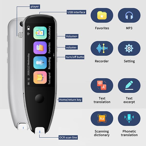 Dicionários Tradutores X5Pro Tradutor de Voz Inteligente 112 Idiomas Offline WIFI Caneta de Tradução de Digitalização Caneta de Tradução de Digitalização Viagens de Negócios no Exterior 230725